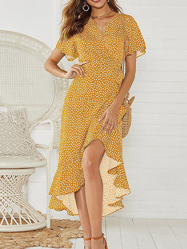 Maxikleid aus Polyester mit Bindegürtel