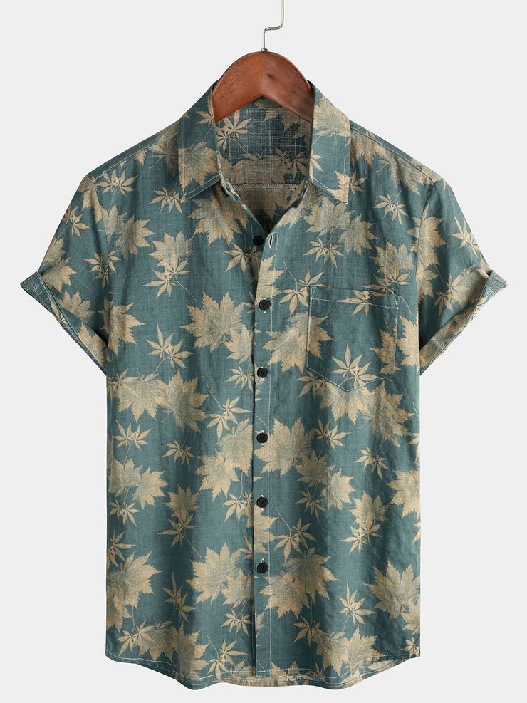 Herren Kurzarmhemd Mit Muster Multicolor