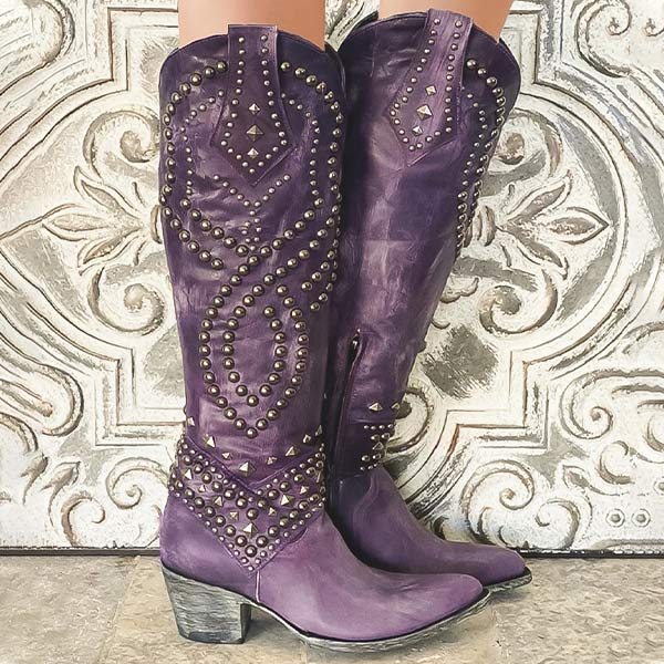 Damen Western Stiefel Mit Kniehohem Schaft