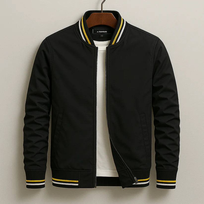 Herren Bikerjacke Mit Reißverschluss Und Rippkragen