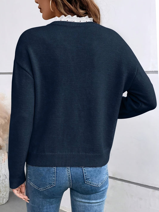 Elegante Damenbluse mit Spitzenbesatz