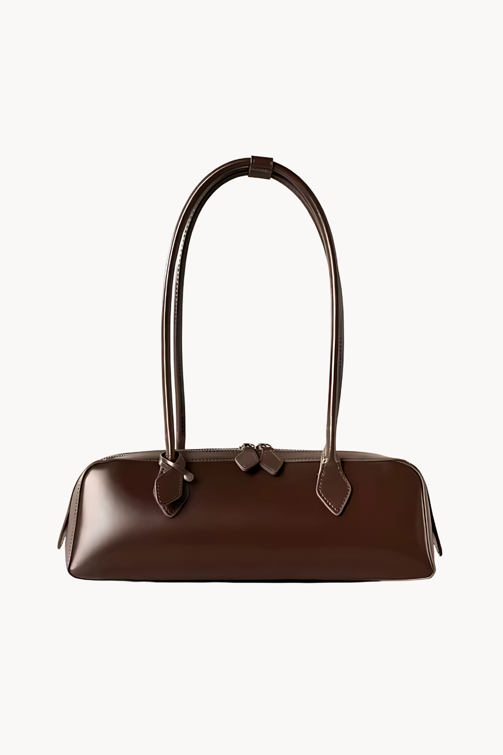Ensara Caffé | Schlanke Handtasche aus veganem Ultrafiber mit strukturiertem Design für Damen