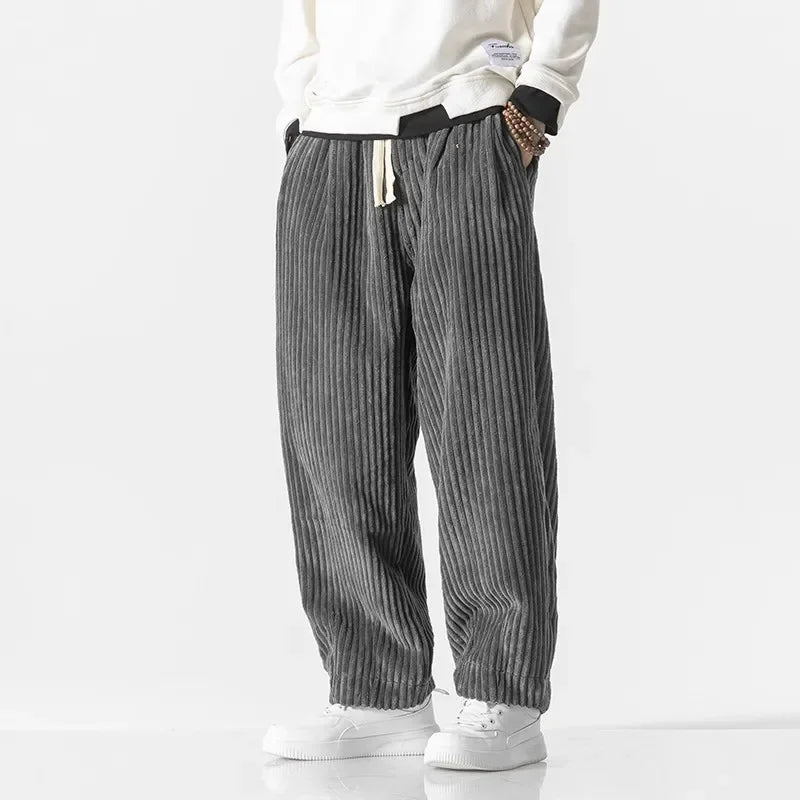 Herren Cordhose Mit Weitem Bein Und Kordelzug