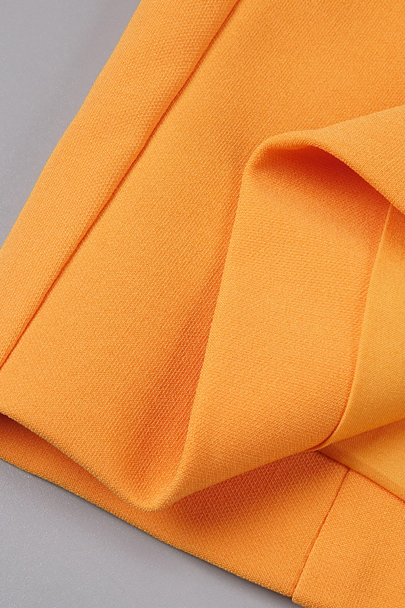 Midi-Kleid mit Puffärmeln in Farbblock Pink Orange
