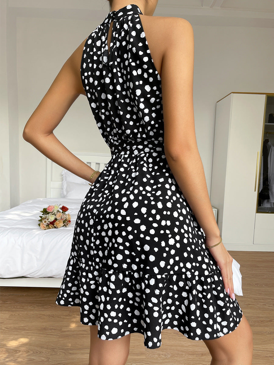 Neckholder Rollkragen Midi-Kleid mit Blumenmuster