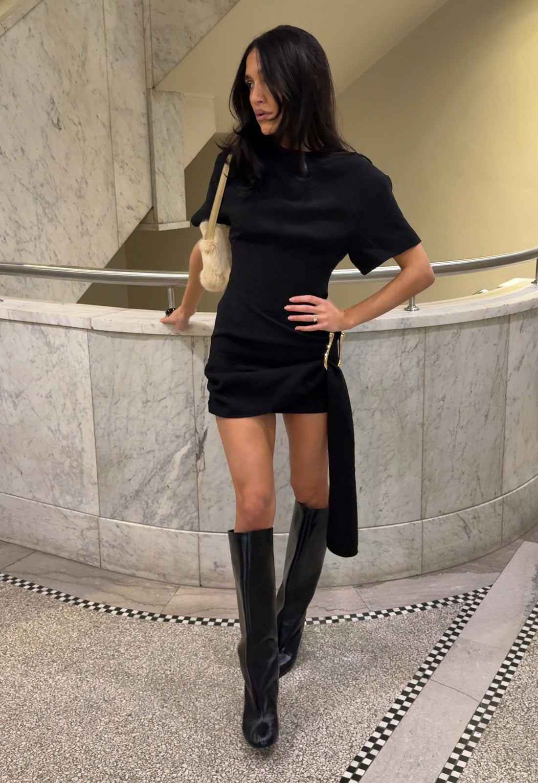 Mini-Kleid Eng anliegend Schwarz Bodycon