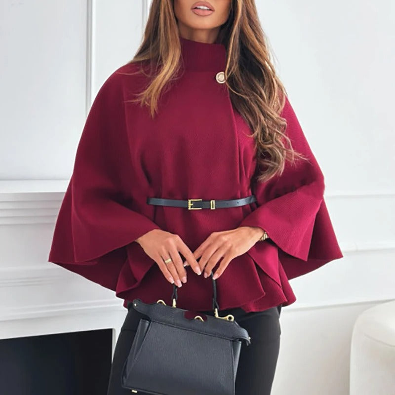 Damen Cape mit Gürtel – Elegantes Oberteil mit weitem Schnitt