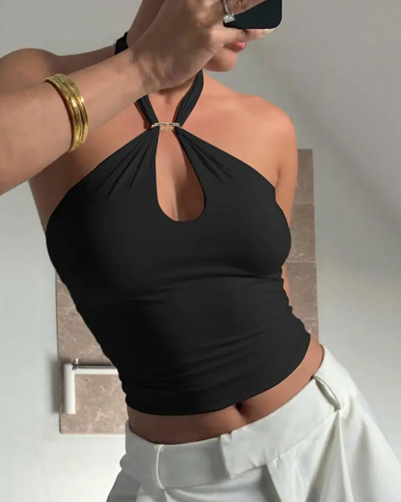 Baumwollmischung Schnürsenkel Neckholder-Top