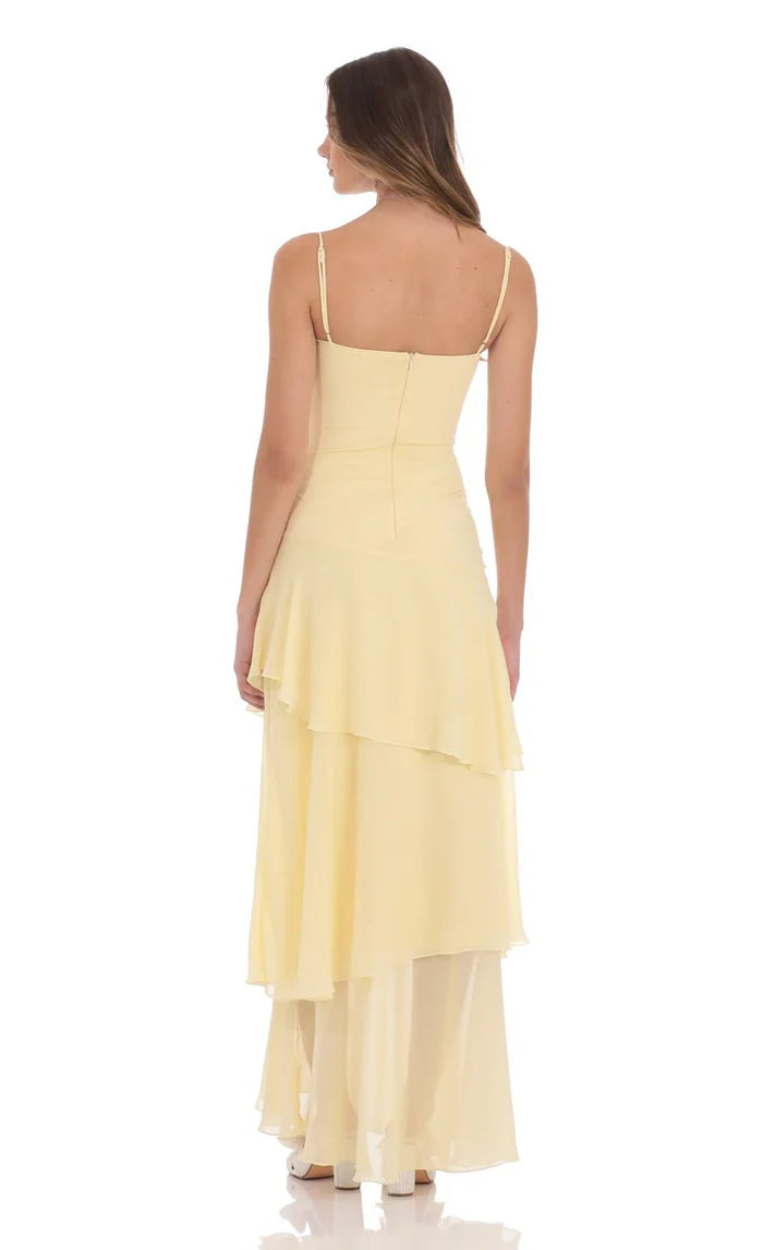 Gelbes ärmelloses Maxikleid
