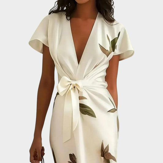 Damen Leichtes Wickel-Midikleid