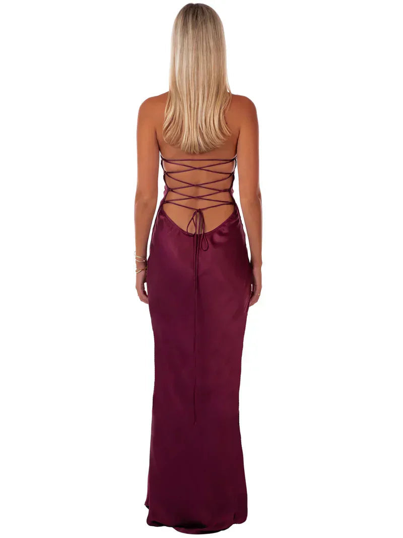 Fließendes Maxikleid in Rosa und Lila