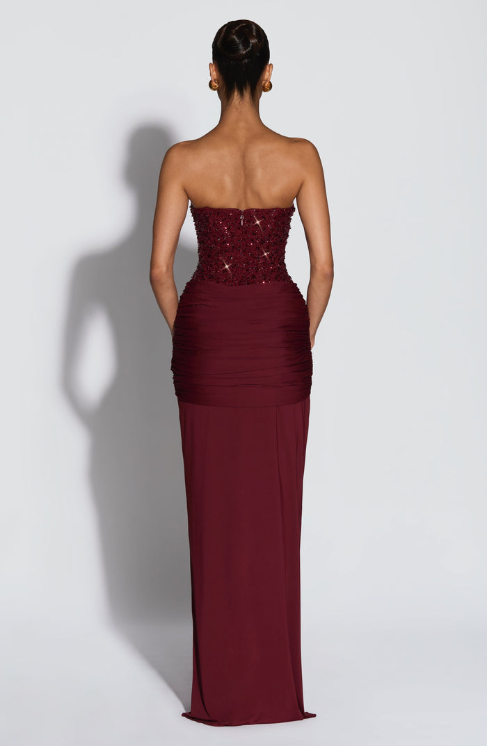 Ärmelloses Corsagen-Glitzer-Maxikleid Damen