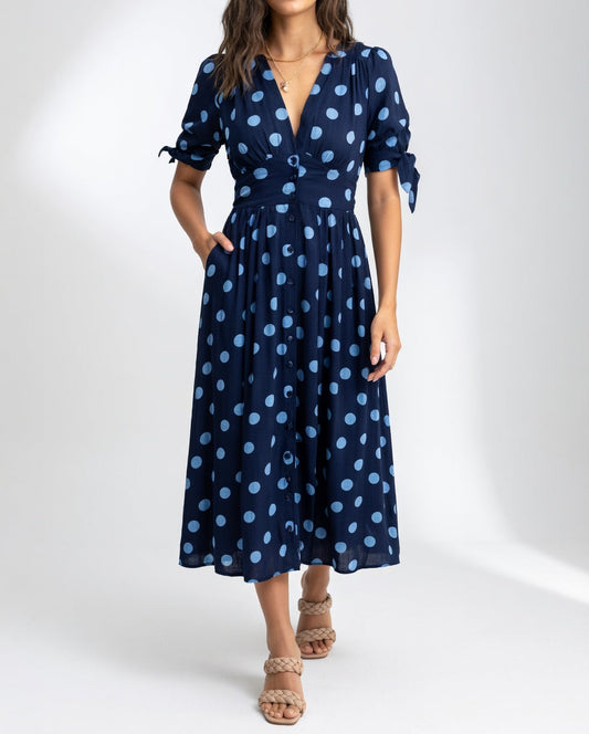 Elegantes Midikleid mit Polka Dots für Damen