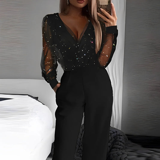 Eleganter Damen-Jumpsuit mit V-Ausschnitt