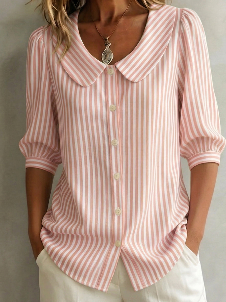 Vintage Baumwollbluse mit Claudine-Kragen für Damen