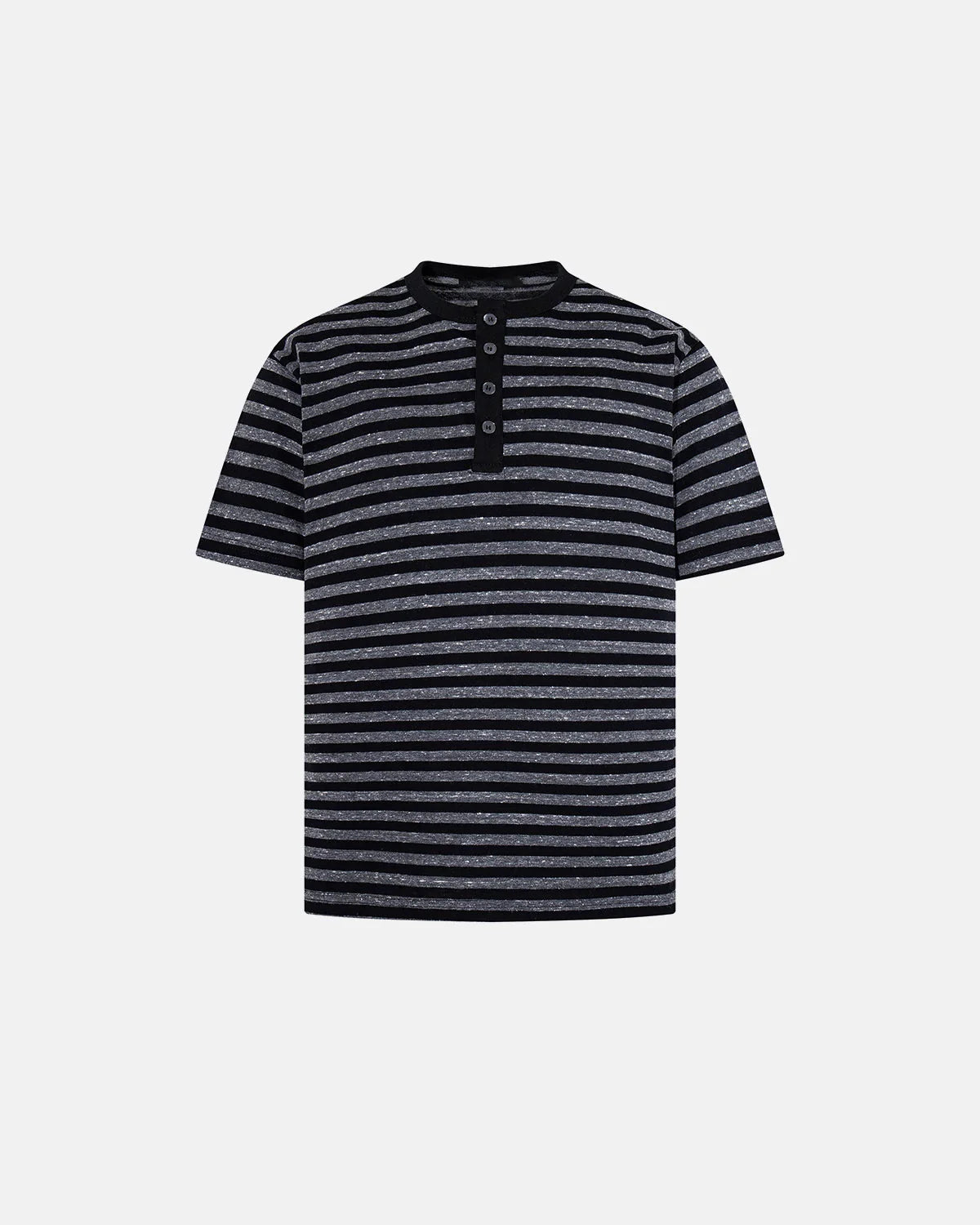 Damen T Shirt Mit Streifenmuster Und Henley Ausschnitt