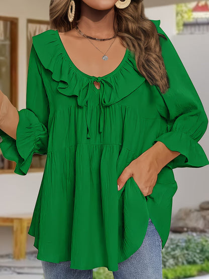 Elegante Bluse mit Rüschensaum am Ausschnitt für Damen