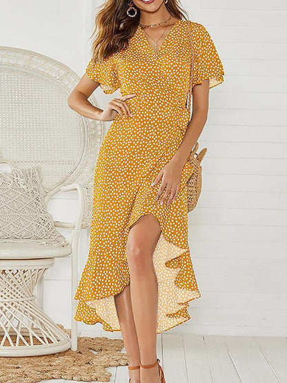 Maxikleid aus Polyester mit Bindegürtel