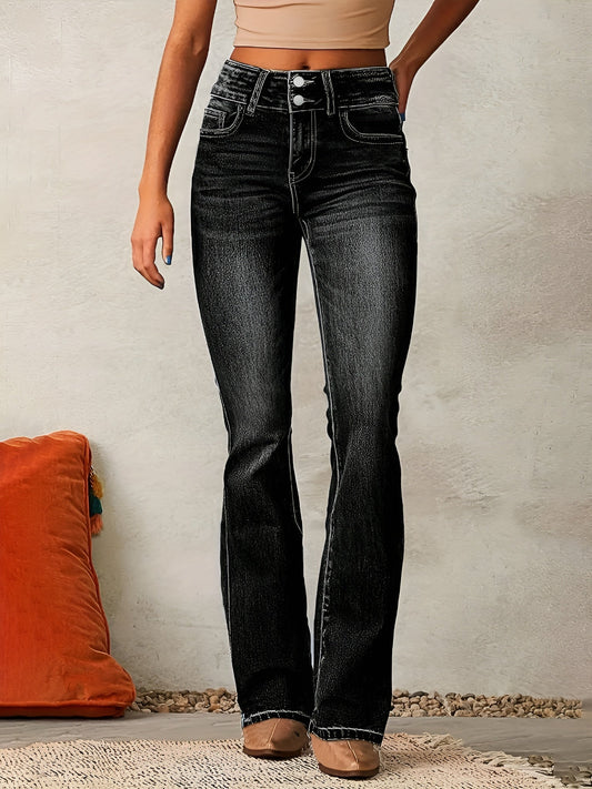 Damen Schlagjeans Mit Hohem Bund Im Retro Stil