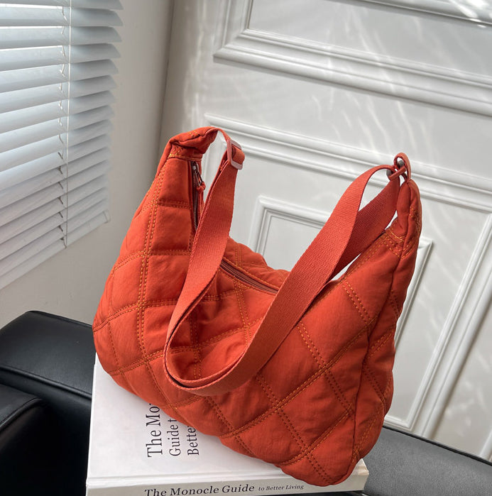 Gesteppte Diamond Puffer Schultertasche Leichtes Nylon