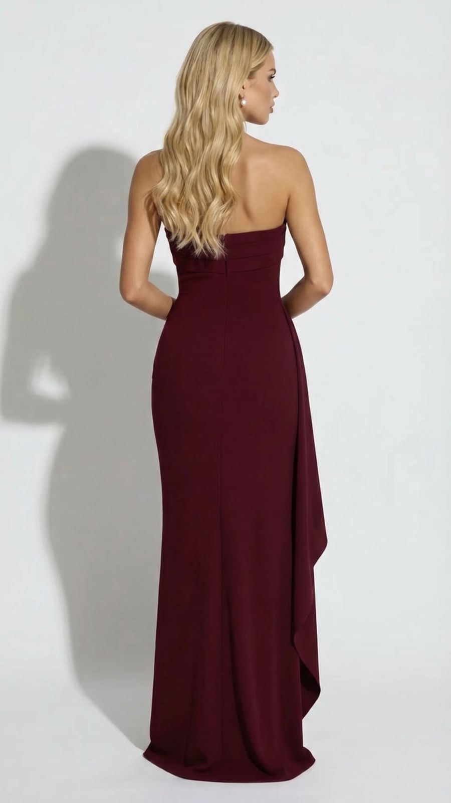 Trägerloses gerafftes Bodycon-Maxi-Kleid