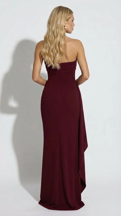 Trägerloses gerafftes Bodycon-Maxi-Kleid