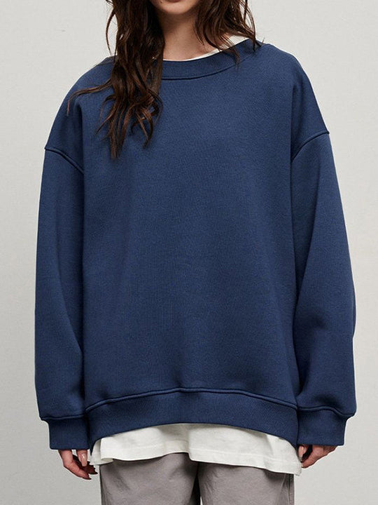 Damen Sweatshirt Locker Mit Rundhalsausschnitt