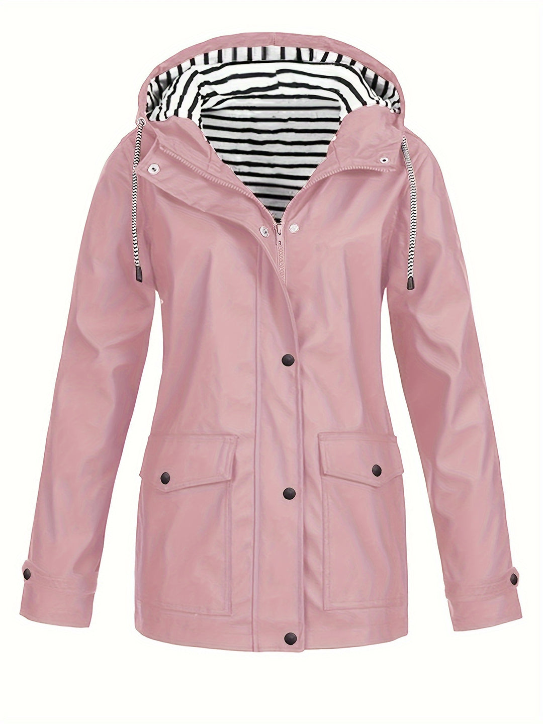 Gestreifte Jacke mit Kapuze und Reißverschluss für Damen