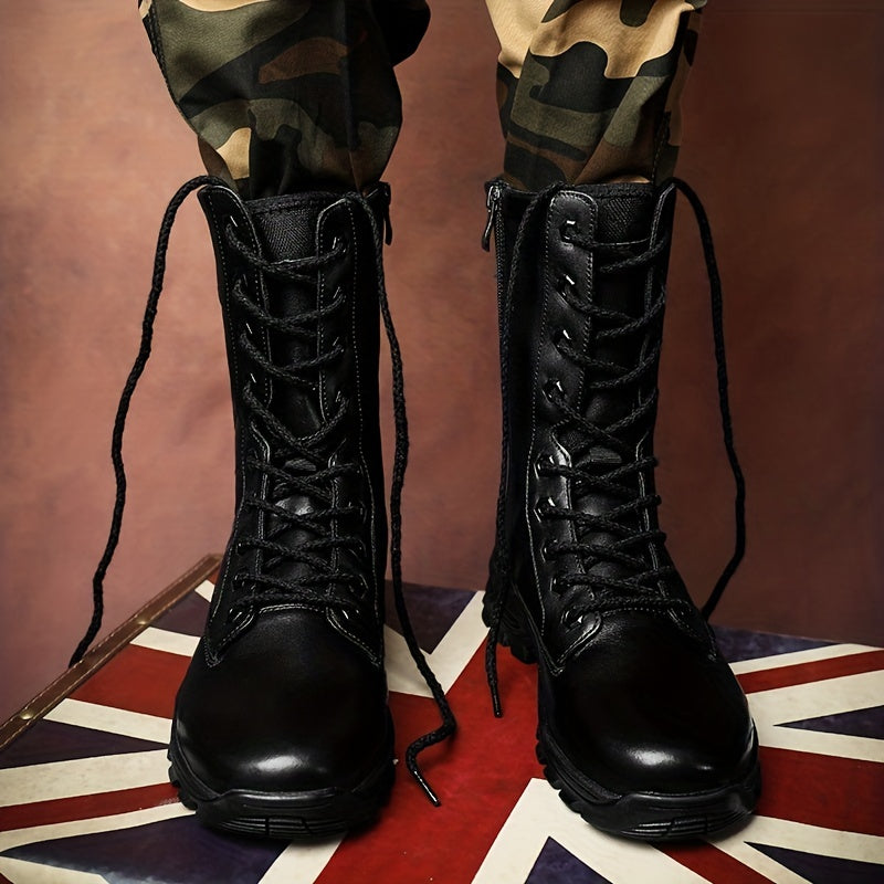 Lederstiefel mit Reißverschluss und Profilsohle für Herren