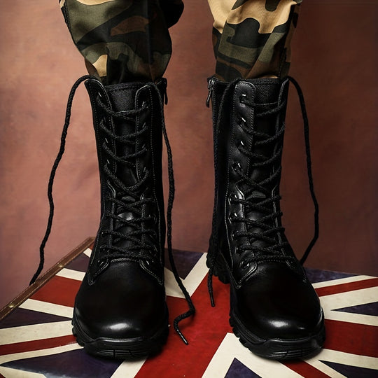 Lederstiefel mit Reißverschluss und Profilsohle für Herren