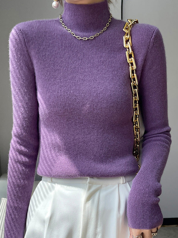 Damen Strickpullover Mit Halbhohem Kragen Und Schmalem Schnitt