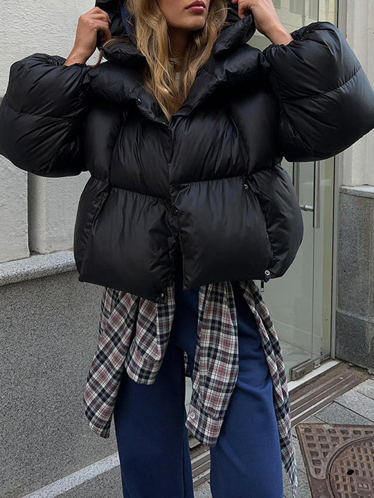 Damen Winter Steppjacke Mit Kapuze Im Lockeren Schnitt