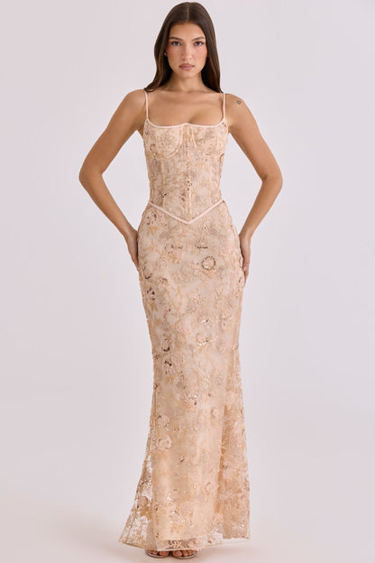 Gestricktes Maxikleid mit langen Ärmeln für Damen