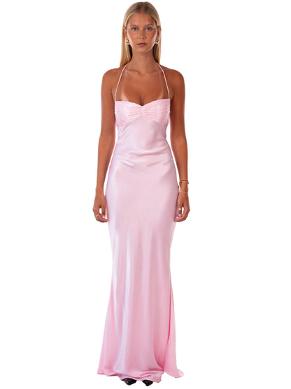 Fließendes Maxikleid in Rosa und Lila