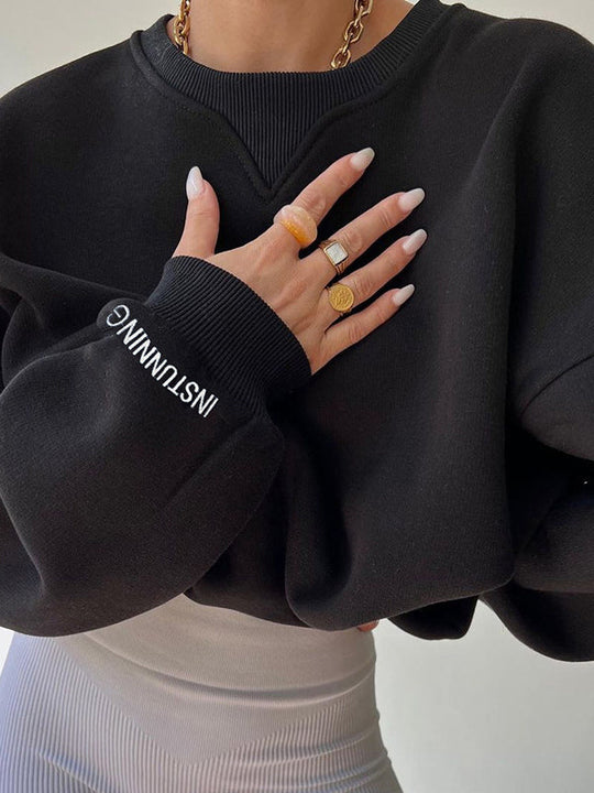 Damen Sweatshirt Mit Rundhalsausschnitt Und Lockerem Schnitt