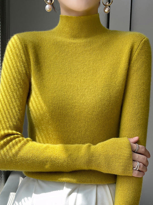 Damen Strickpullover Mit Halbhohem Kragen Und Schmalem Schnitt