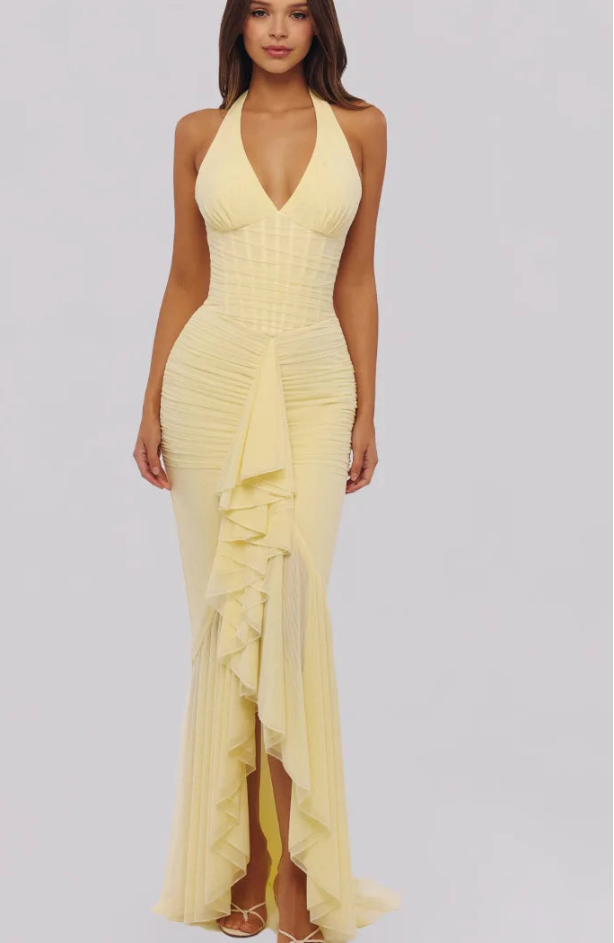 Maxikleid mit gerafftem Neckholder für Hochzeitsgäste