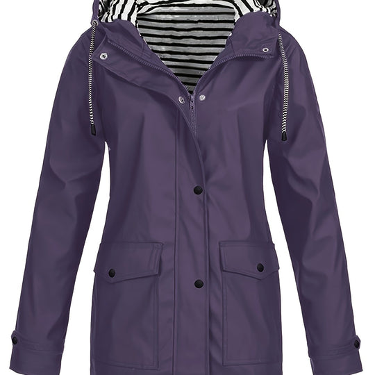 Gestreifte Jacke mit Kapuze und Reißverschluss für Damen