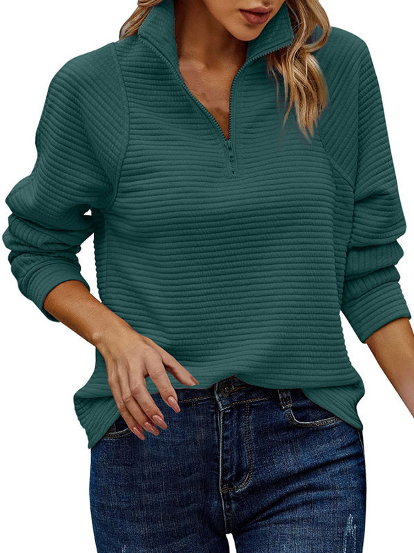 Damen Sweatershirt Mit Stehkragen Und Langarm Design