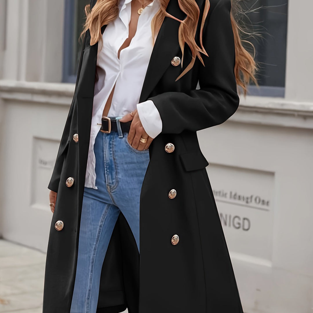 Langer Trenchcoat mit Knopfleiste und A-Linien-Schnitt für Damen