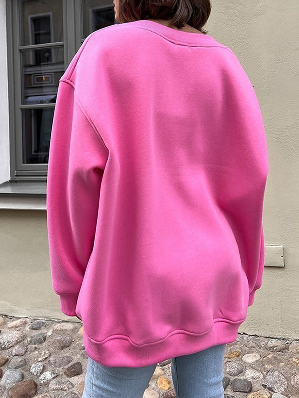 Damen Sweatshirt Locker Mit Rundhalsausschnitt