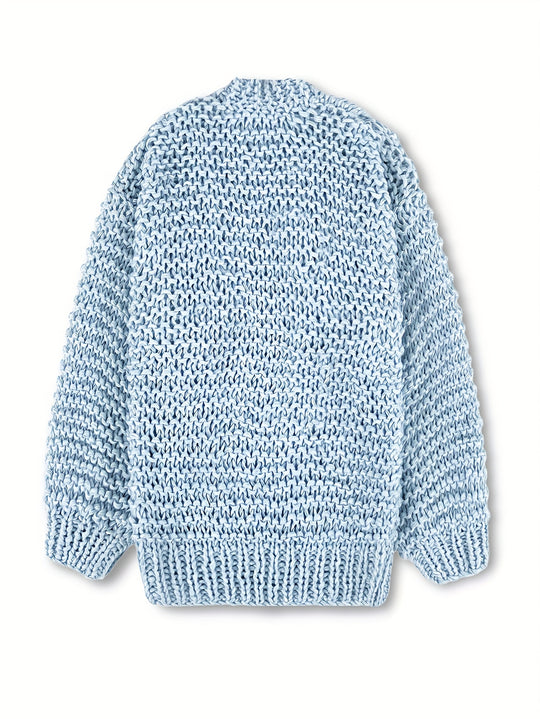 Grobstrick Cardigan mit geometrischem Muster für Damen