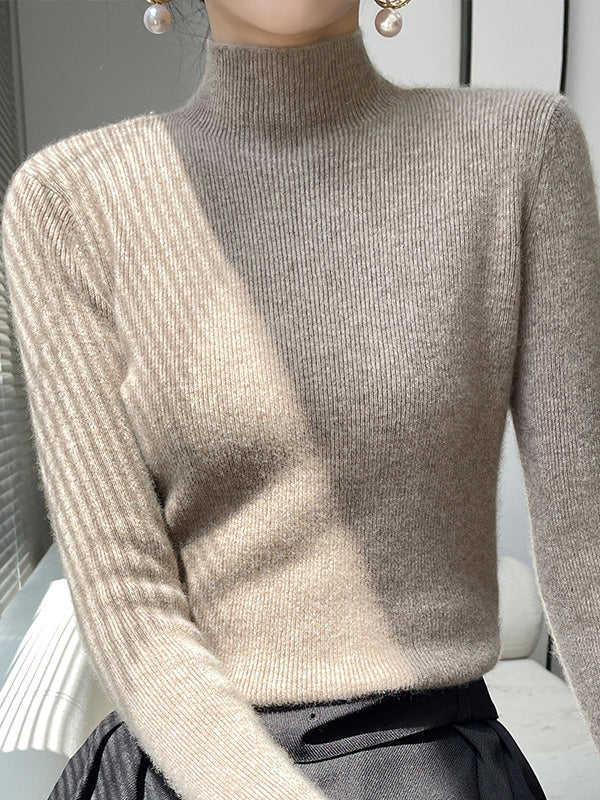 Damen Strickpullover Mit Halbhohem Kragen Und Schmalem Schnitt