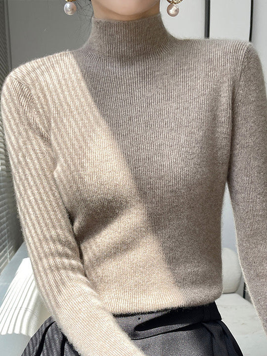 Damen Strickpullover Mit Halbhohem Kragen Und Schmalem Schnitt
