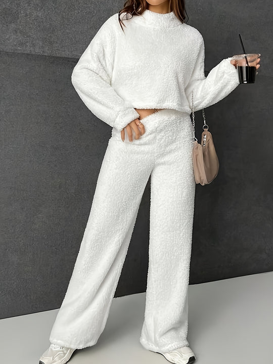 Zweiteiliges Set mit Pullover und weiter Hose für Damen