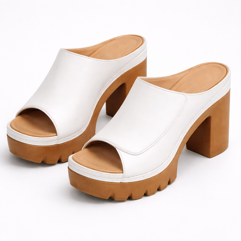 Damen Plateau Heels Mit Blockabsatz