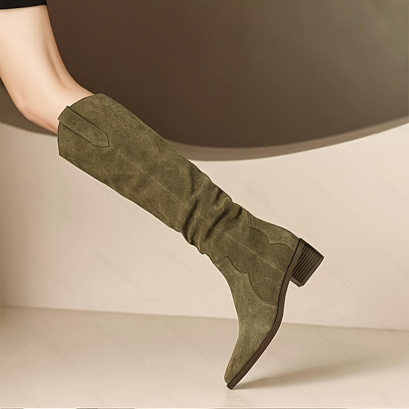 Westernstiefel mit Blockabsatz und spitzer Kappe für Damen