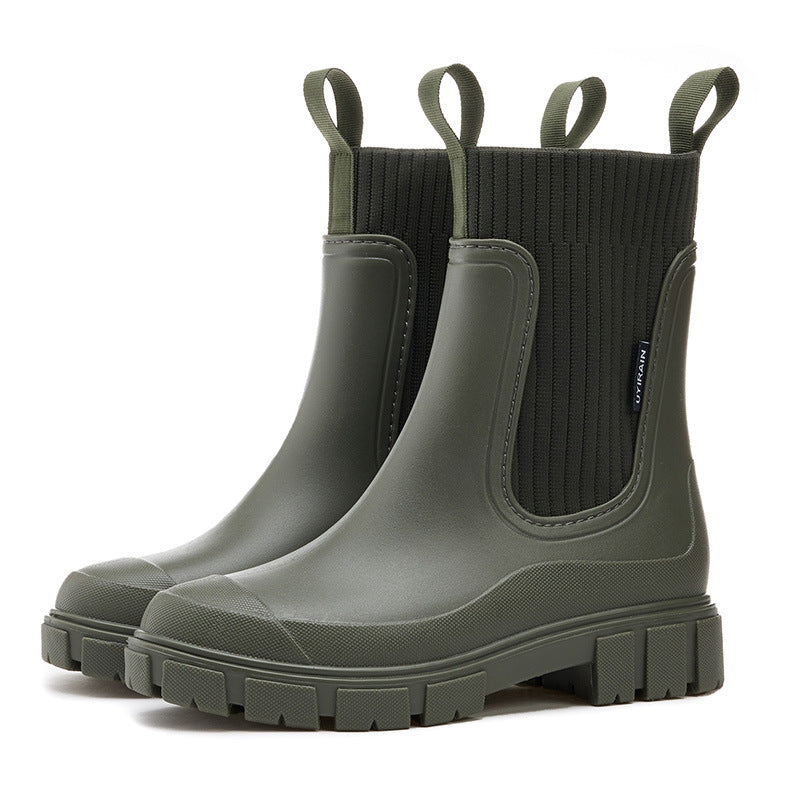 Damen Gummistiefel Mit Rutschfester Sohle Für Regenwetter