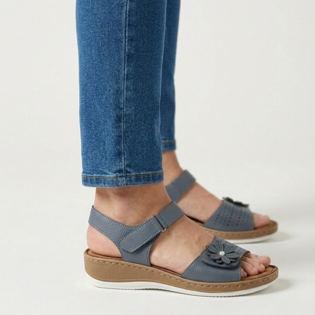 Damensandalen mit Blumenmuster und hohem Komfort