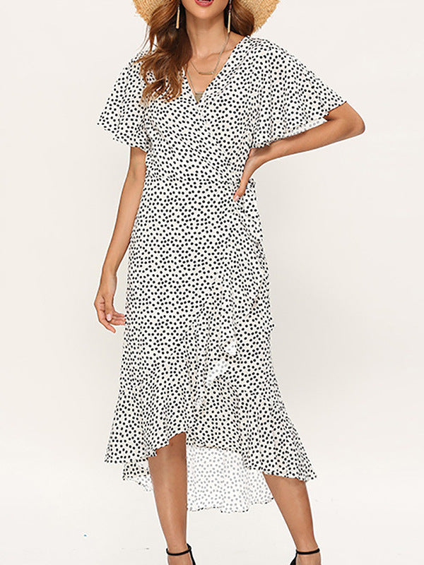 Maxikleid aus Polyester mit Bindegürtel